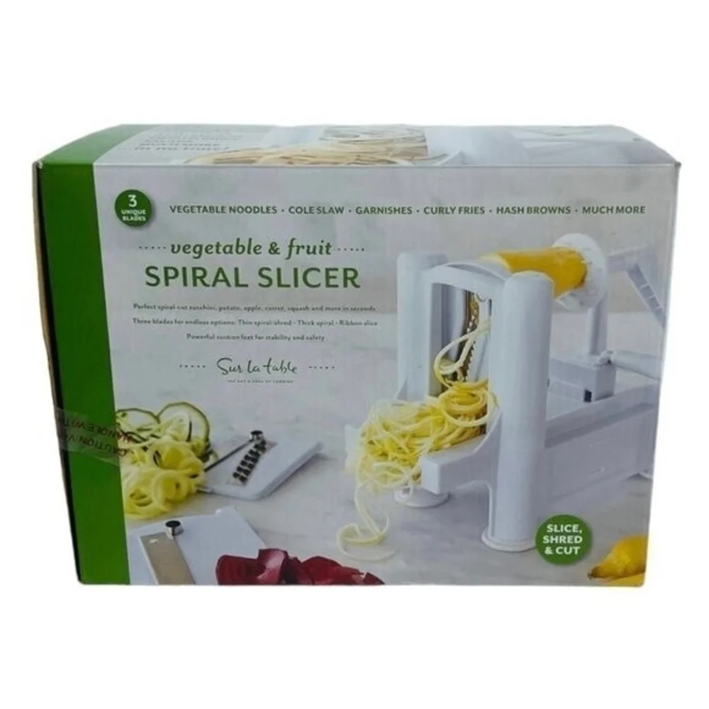 Sur La Table Vegetable Fruit Spiral Slicer Manual Plastic White Kitchen Tool